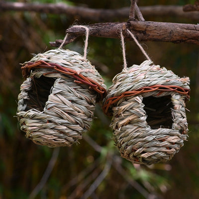 hand-woven straw bird nest hummingbird birdhouse