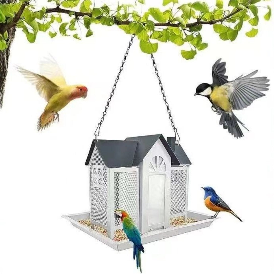 Bird House Feeder with Triple Feeders