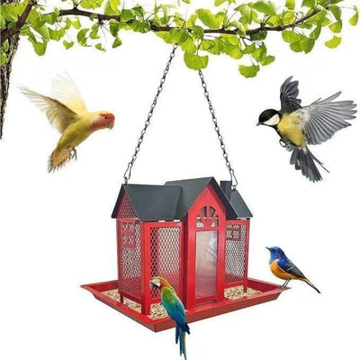 Bird House Feeder with Triple Feeders