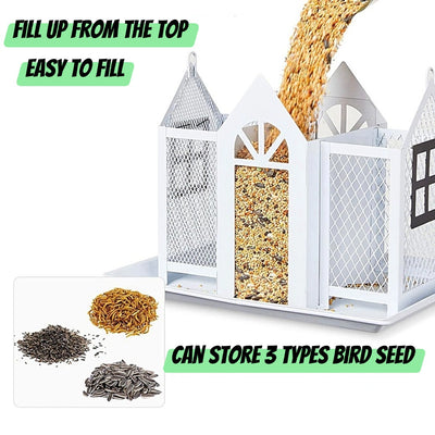 Bird House Feeder with Triple Feeders