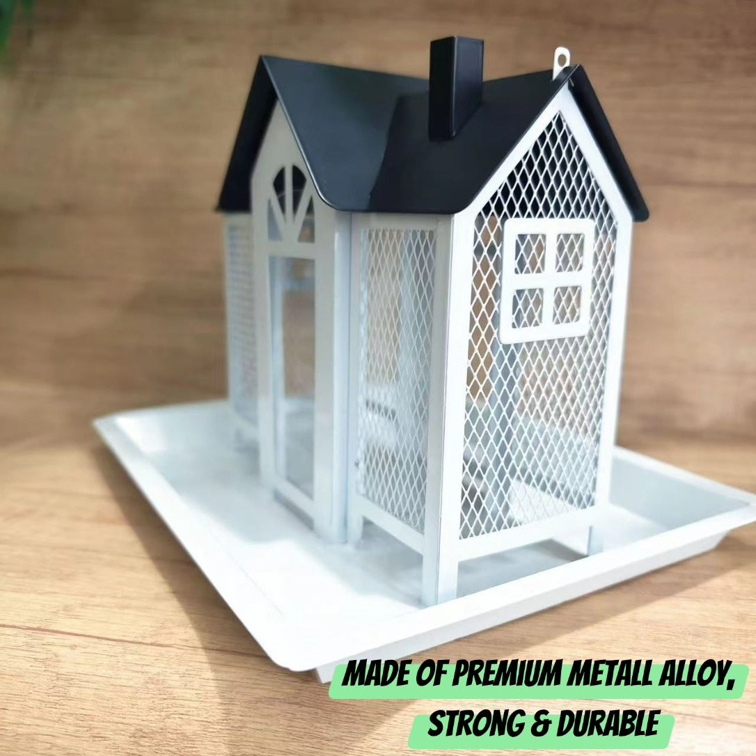 Bird House Feeder with Triple Feeders