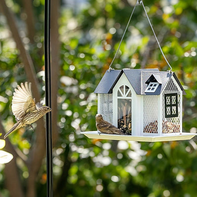 Bird House Feeder with Triple Feeders