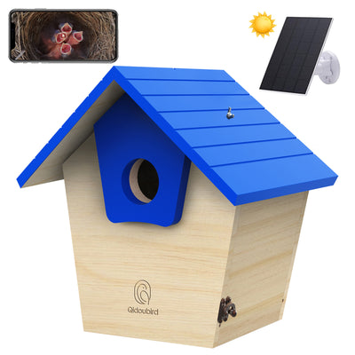 Solar powered smart bird house with camera outdoor